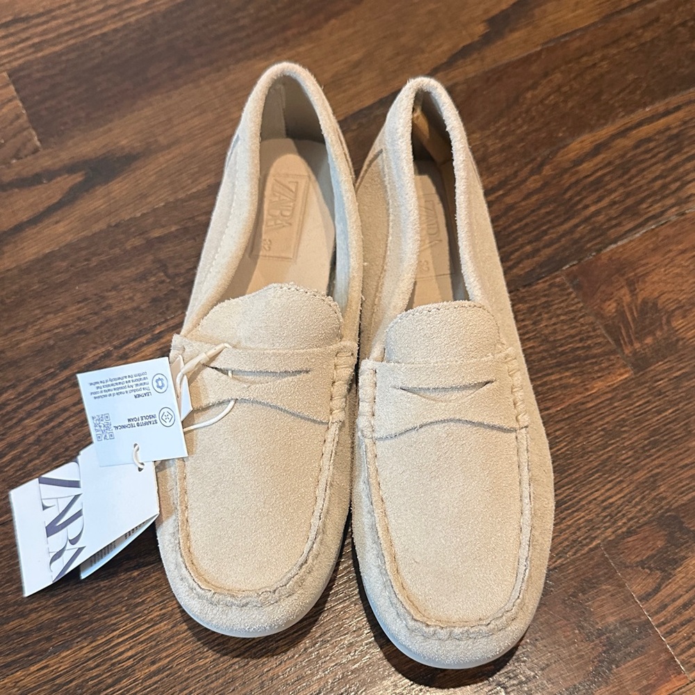 Zara Kids  Beige Suede Loafers